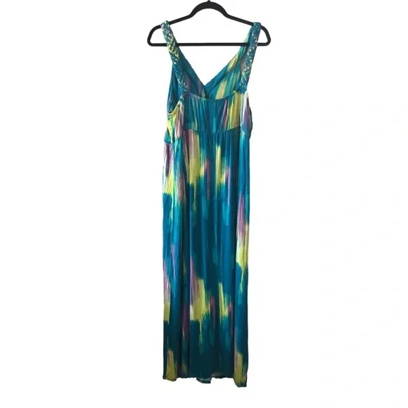Lane Bryant Tie Dye Maxi Dress with Braided Details Sweetheart Neck Sz18/20 Boho - Picture 4 of 6